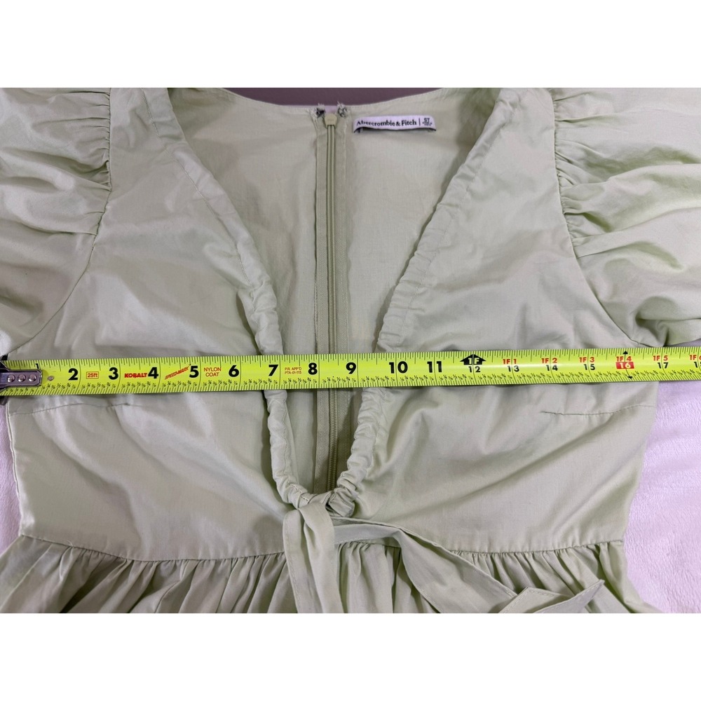 Abercrombie & Fitch Poplin Mini Dress Women ST Green Cottagecore Boho Coastal - Picture 11 of 12